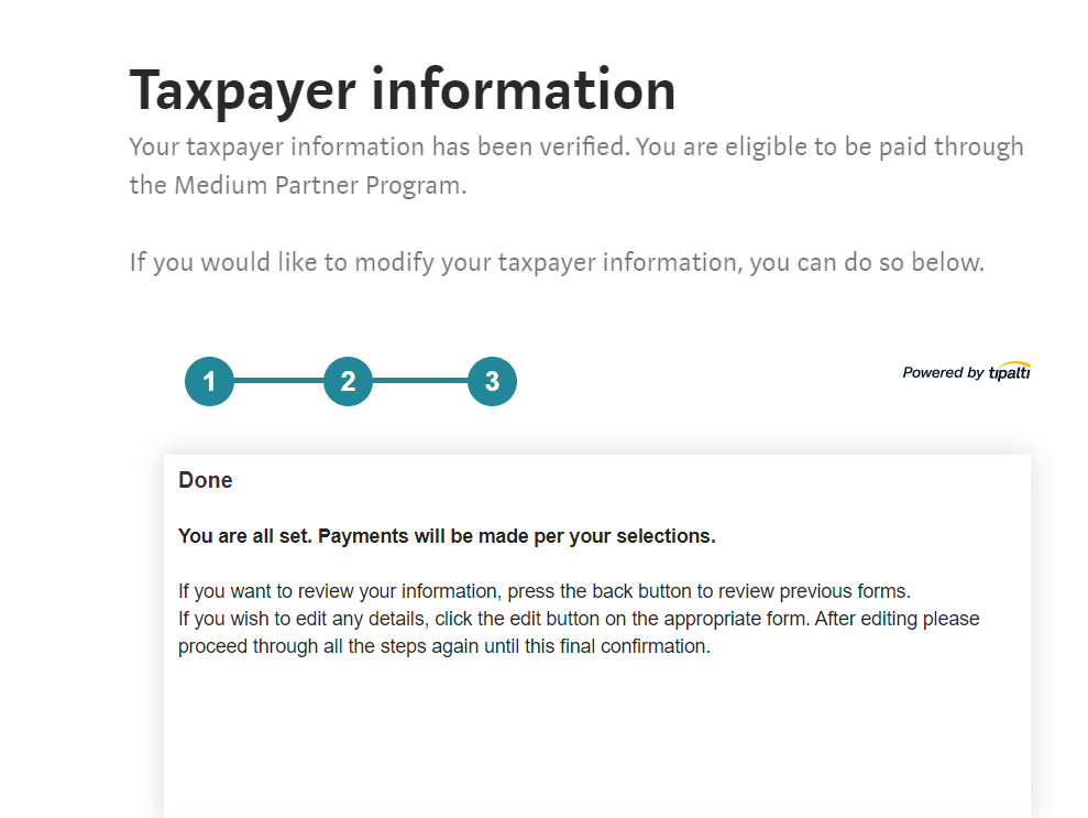 Taxpayer information confirmation