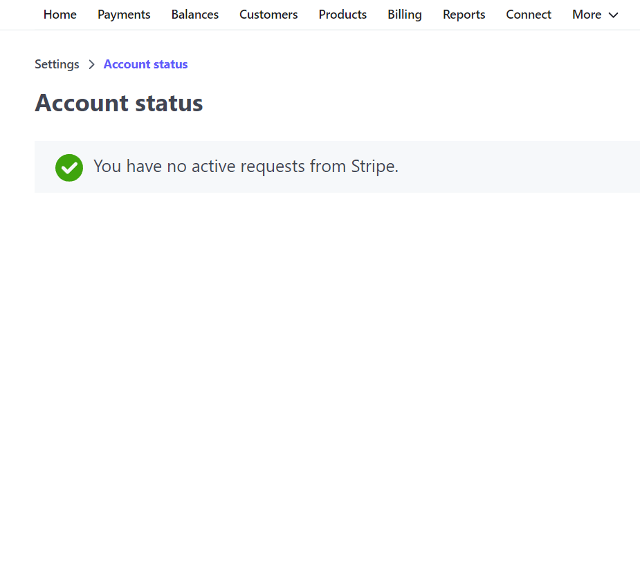 Stripe account status
