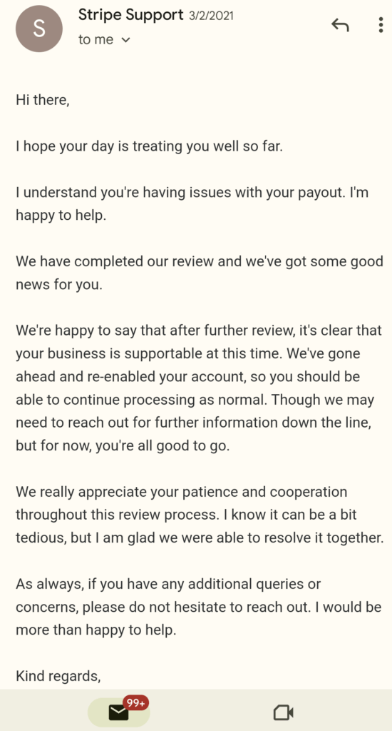 Stripe support email