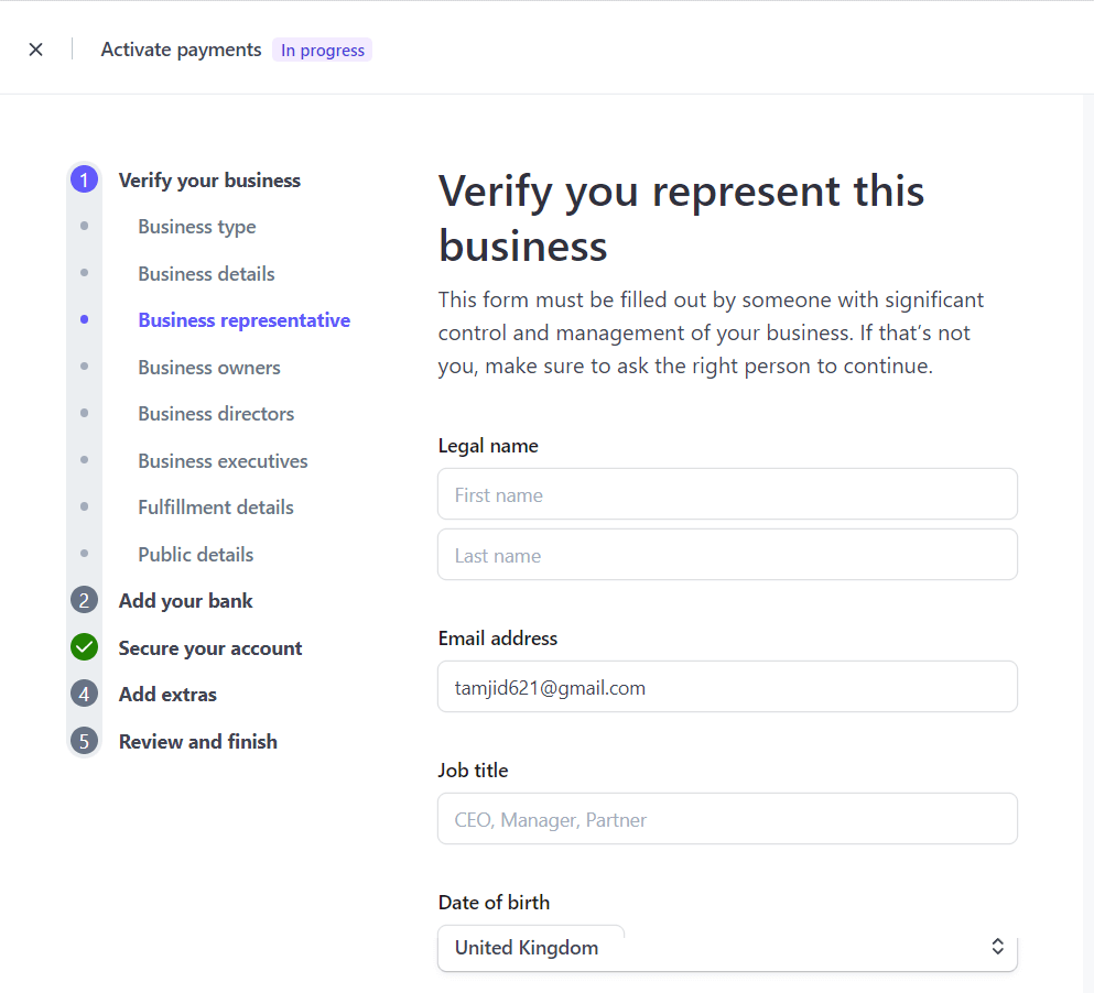 Stripe account representative