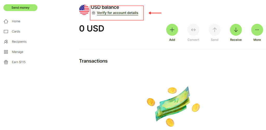 verify for Wise account details